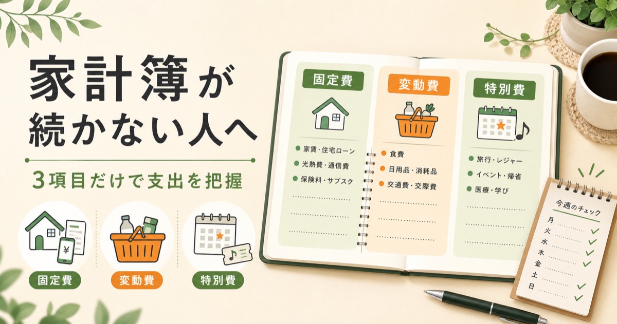 家計簿が続かない人向け｜固定費・変動費・特別費の3分類